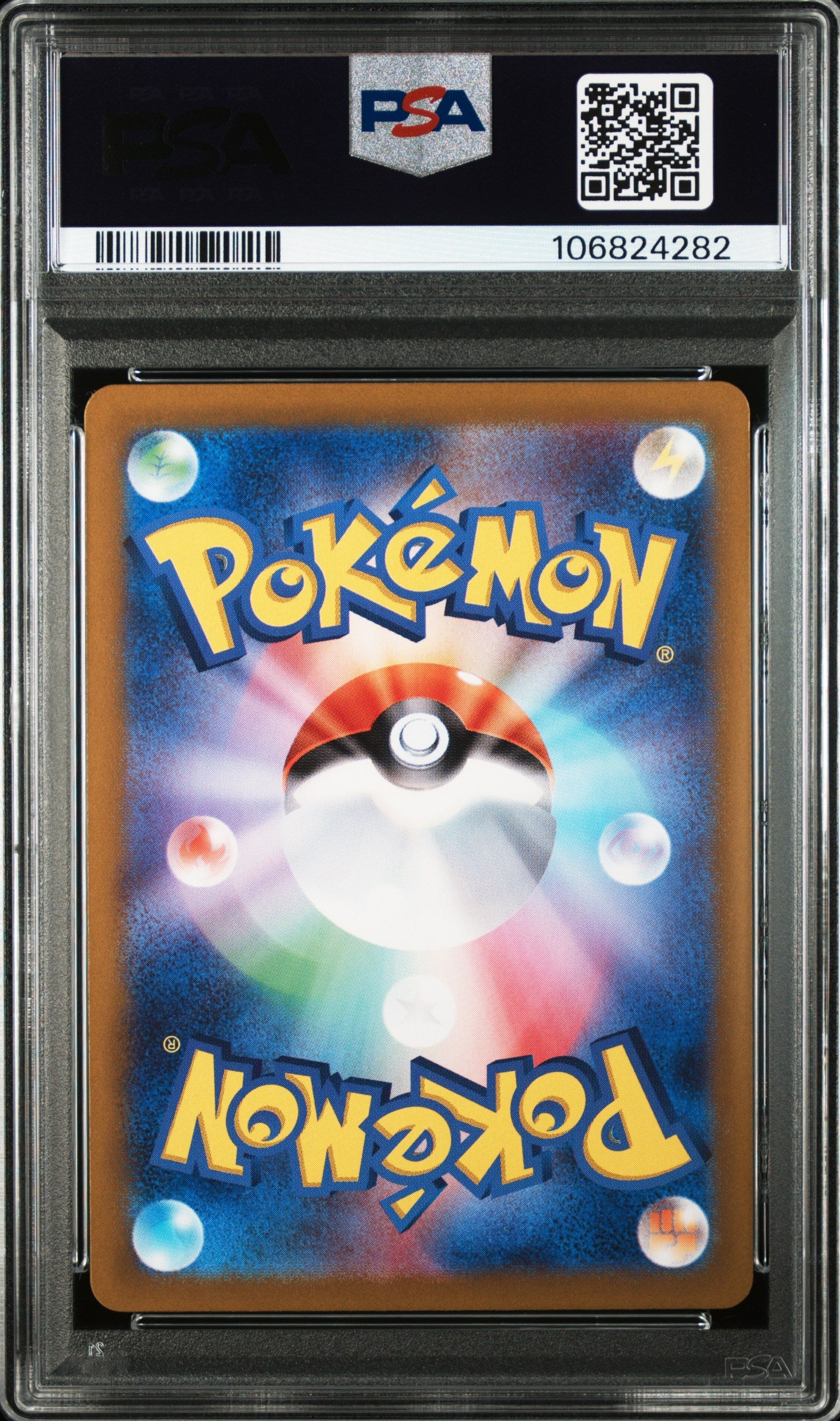 Pokémon trading card in a protective case with FSA certification label