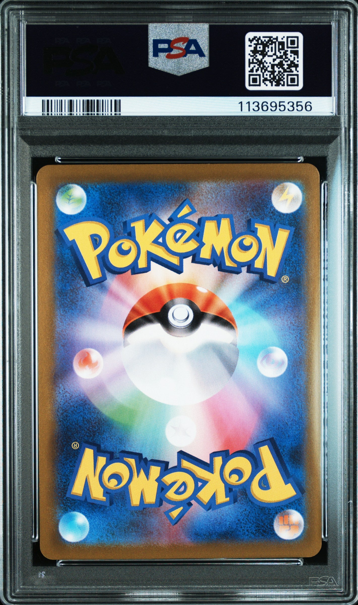 Pokémon trading card in a protective case with FSA certification label