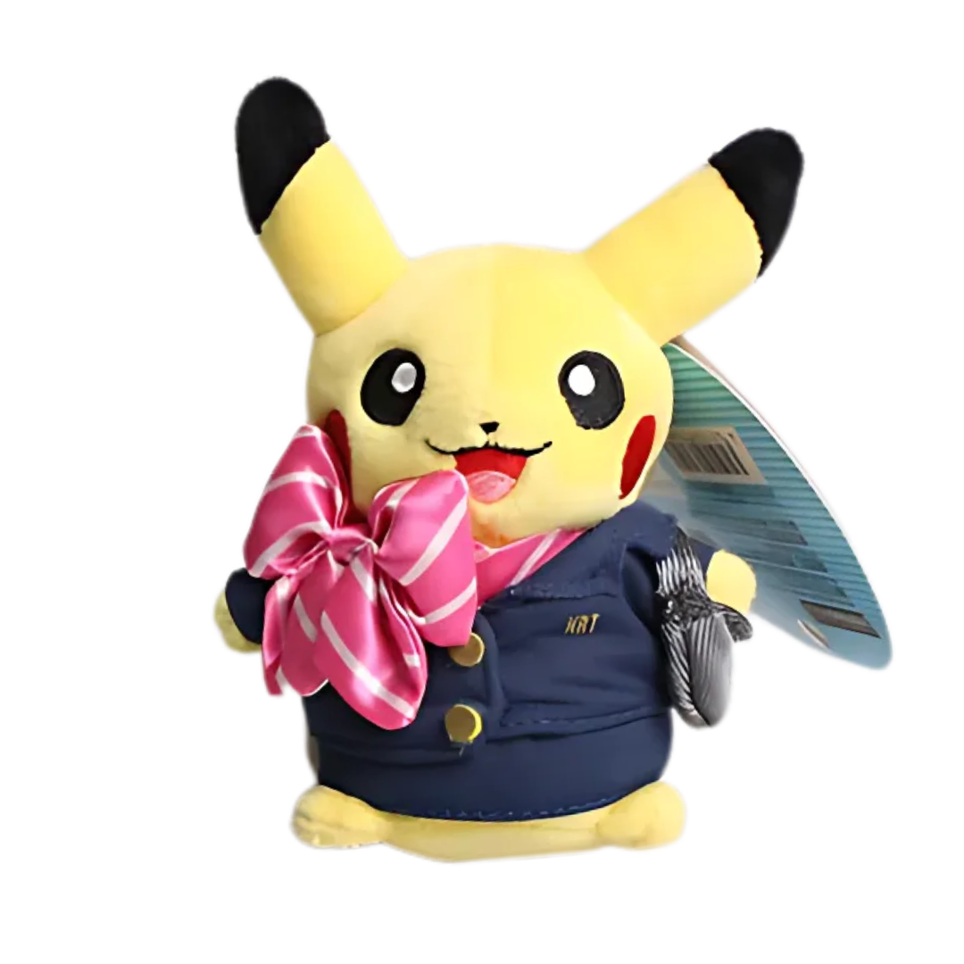 Pokemon Center Keychain: Narita Airport Exclusive Pikachu Stewardess Pink Bow Keychain Official