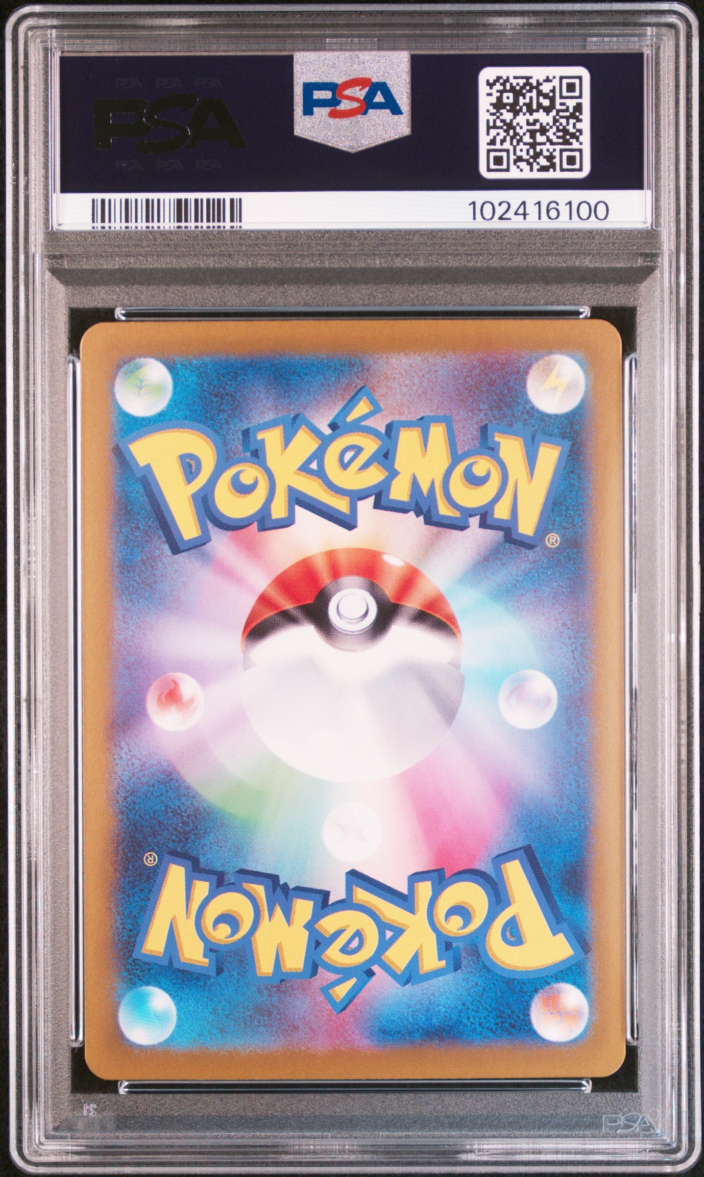 Pokémon trading card in a protective case with FSA grading label