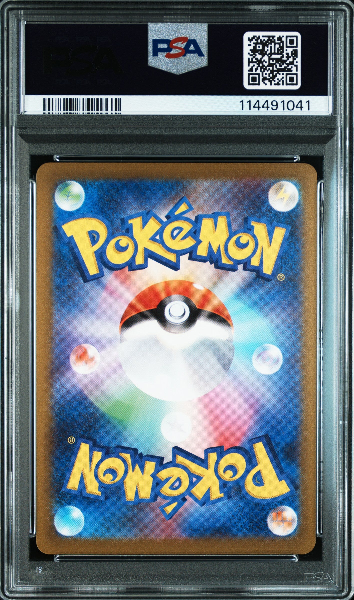 Pokémon trading card in a protective case with FSA grading label