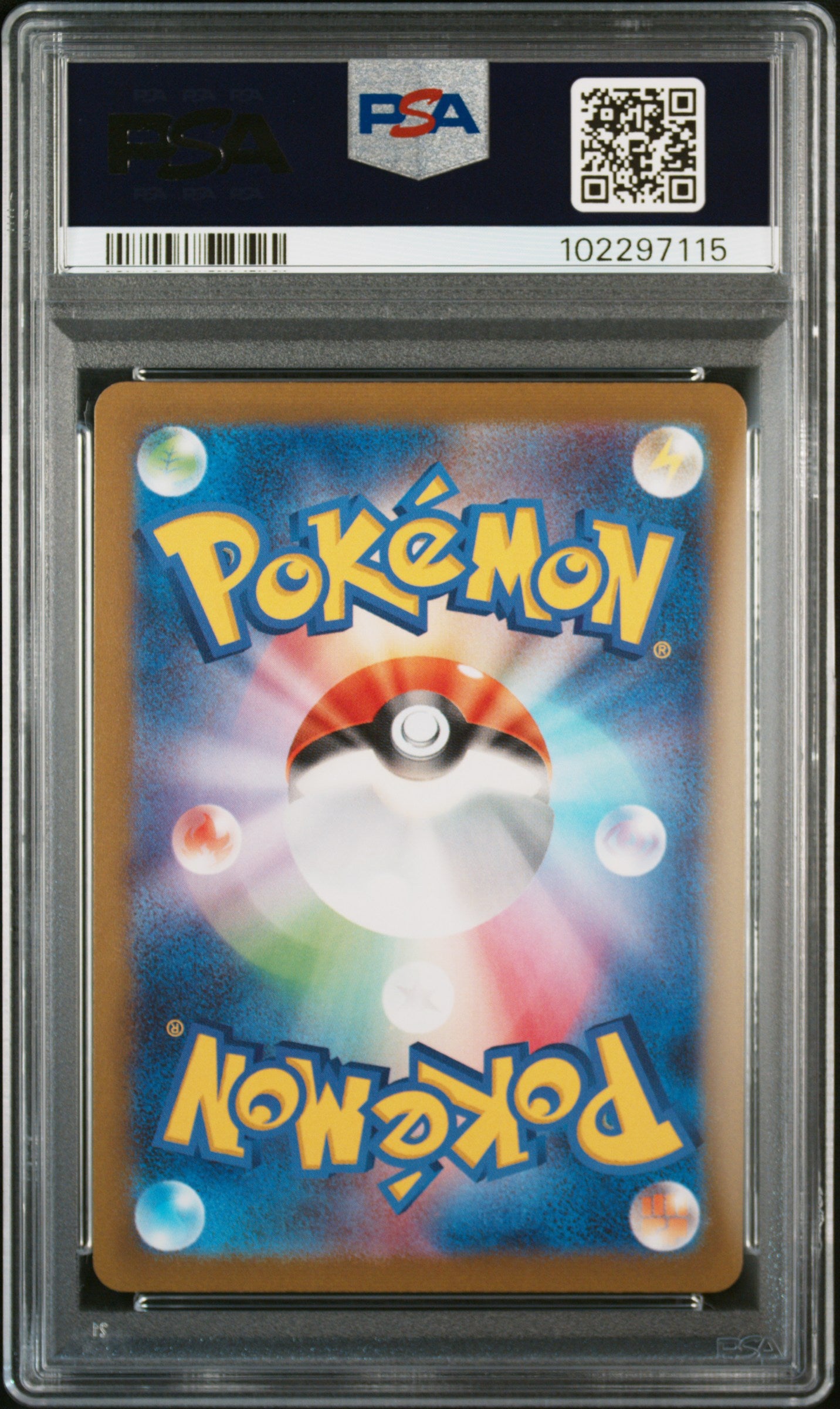 Pokémon trading card in a protective case with FSA grading label