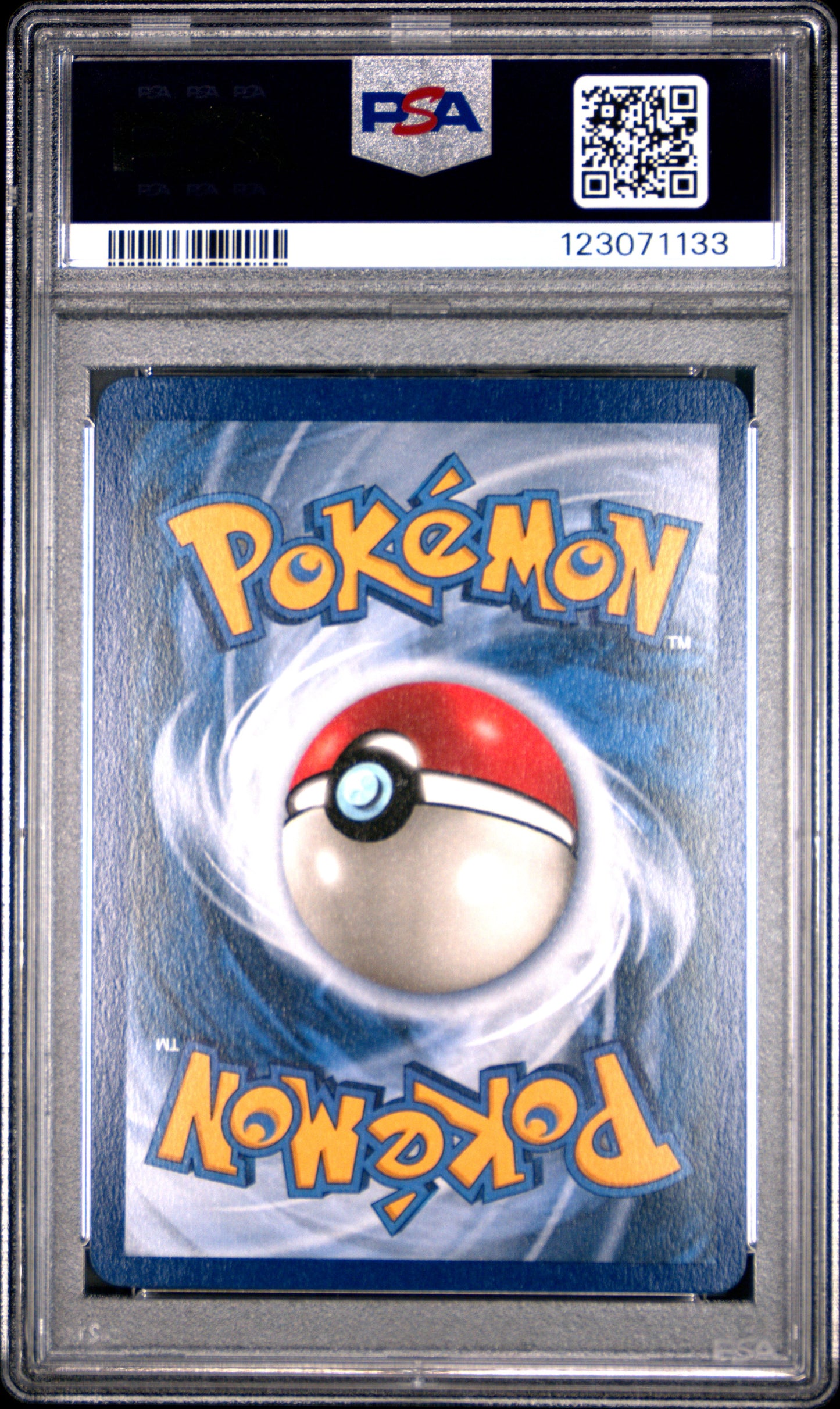 Pokémon trading card in protective holder with FSA grading label