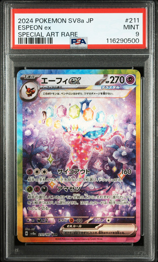 Pokémon trading card featuring Espeon EX with PSA grading label