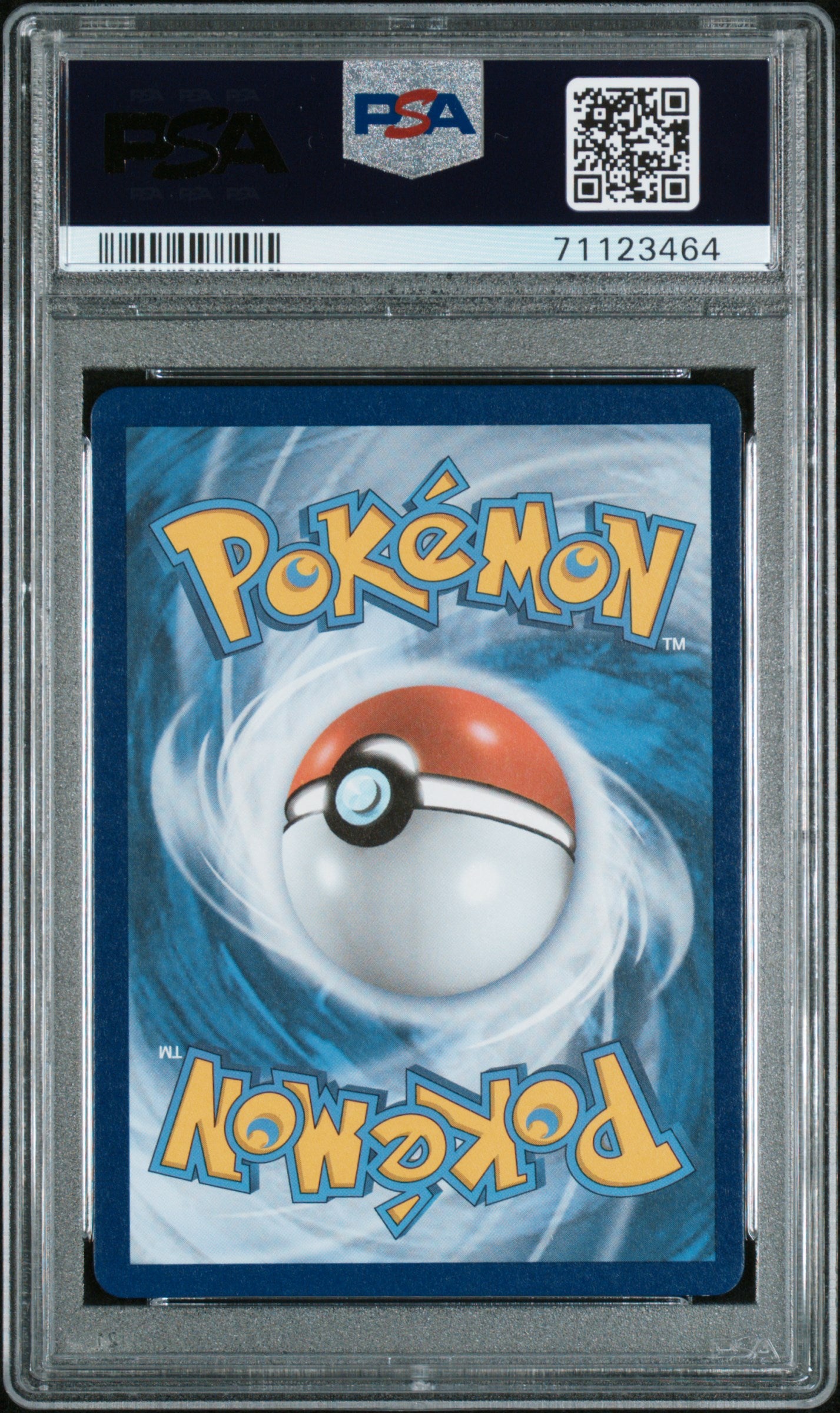 Pokémon trading card in a PSA holder with a visible QR code.