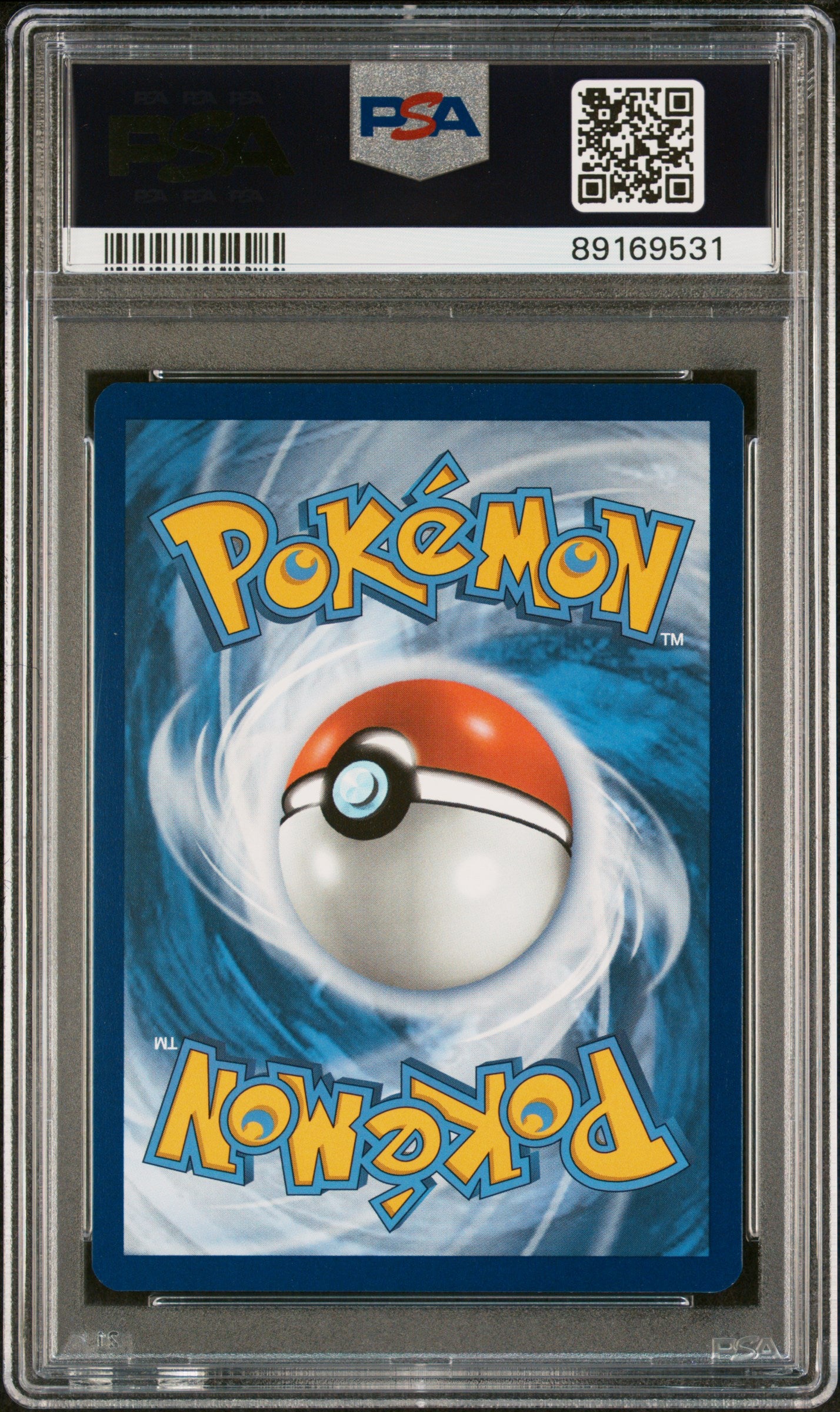 Pokémon trading card in a protective case with FSA certification label