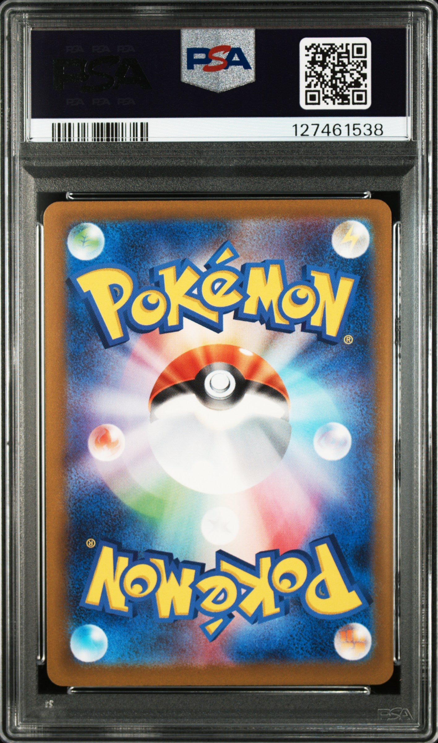 Pokémon trading card in a protective case with FSA certification label