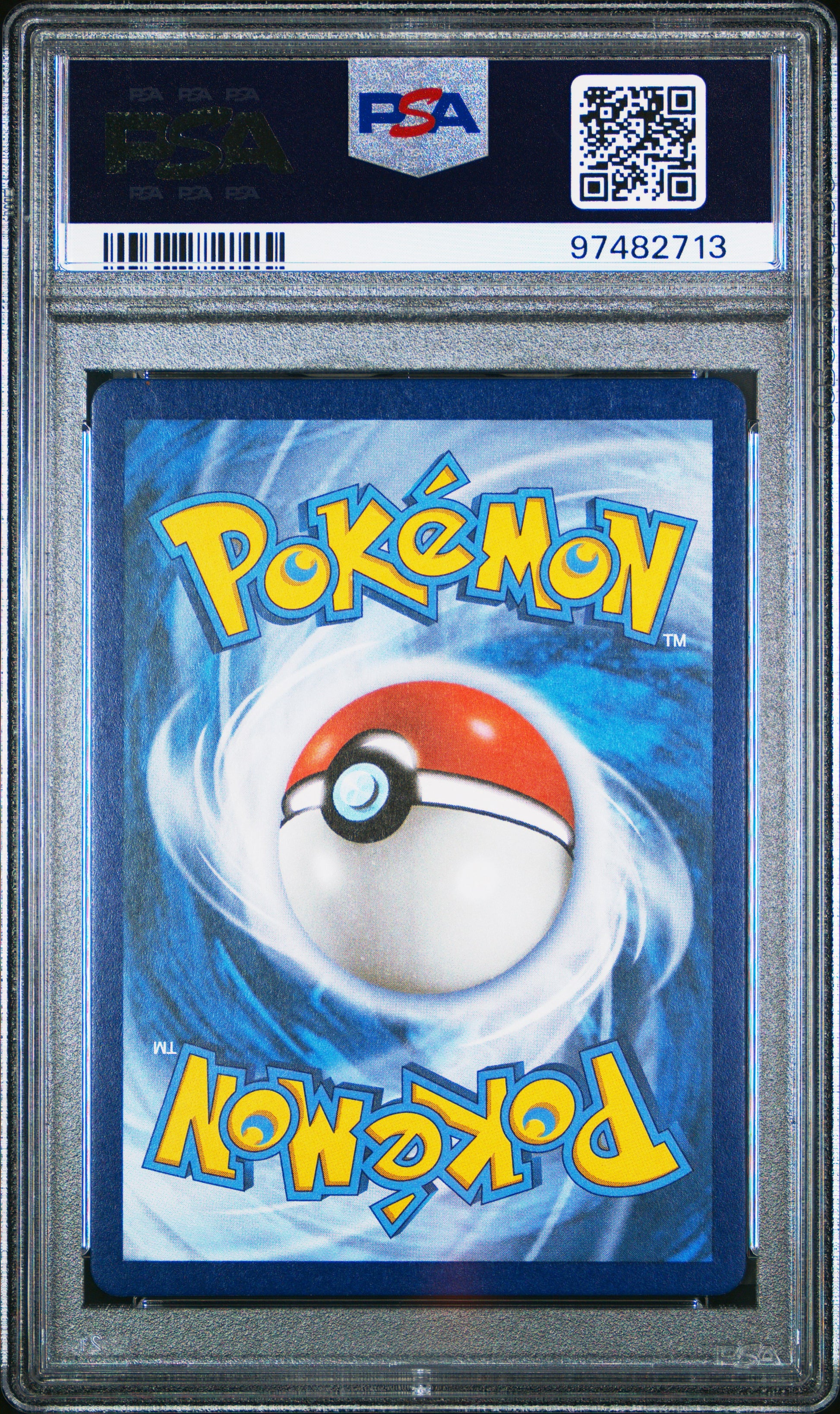 Pokémon trading card in a protective frame with FSA certification label