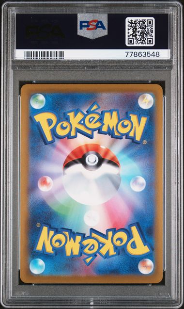 Pokémon trading card in a PSA protective case with a visible QR code.